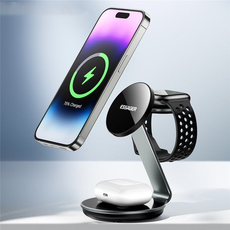 ESSAGER 3 In 1 Charging Pad 15W Wireless Charger Display Stand