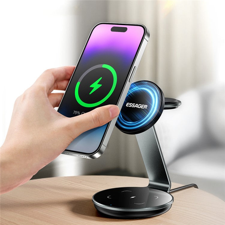 ESSAGER 3 In 1 Charging Pad 15W Wireless Charger Display Stand