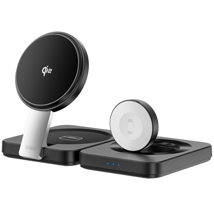 WIWU Wi-W028 QI2 3-in-1 Magnetic Phone Watch Earphone Foldable Wireless Charger