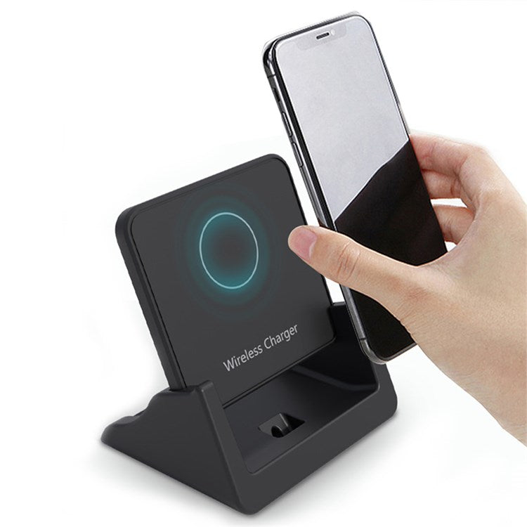 CY-600 15W Fast Charging Dock Vertical Wireless Charger for Apple Xiaomi Samsung (1st Generation) - Black