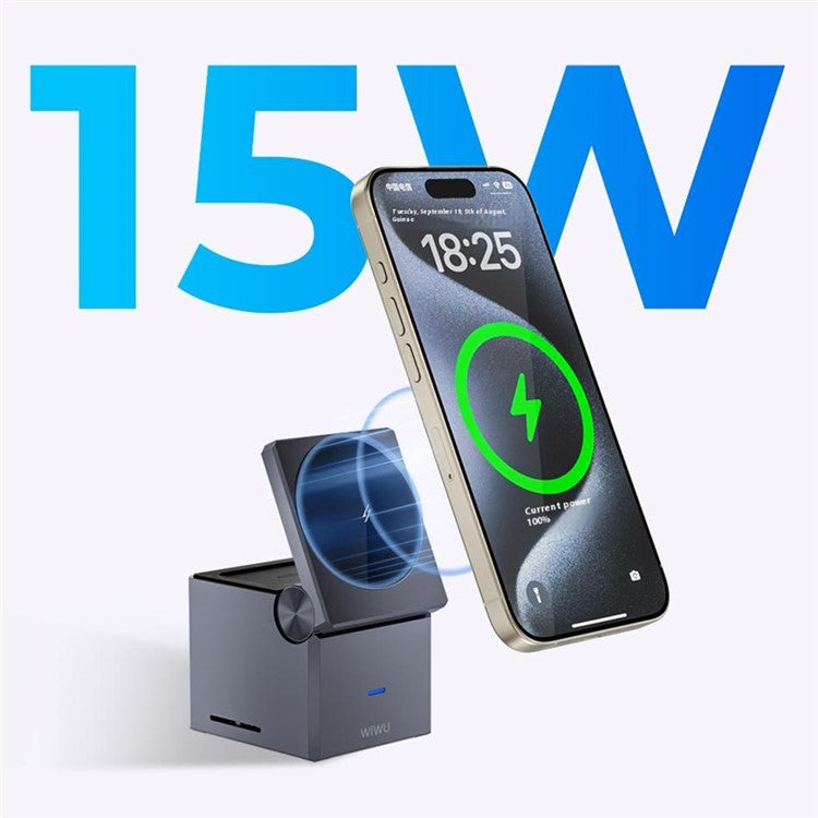 WIWU Wi-W030 For iPhone / Apple Watch / AirPods 3-in-1 Wireless Charging Stand Magnetic Wireless Charger