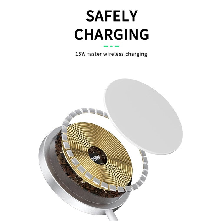 WIWU W009 Magnetic Wireless Charger Round Phone Charging Pad with Type-C Cable