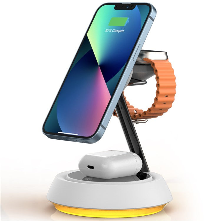 WIWU Wi-W002 For iPhone / Apple Watch / AirPods 3-in-1 Desktop Charging Stand 15W Magnetic Wireless Charger