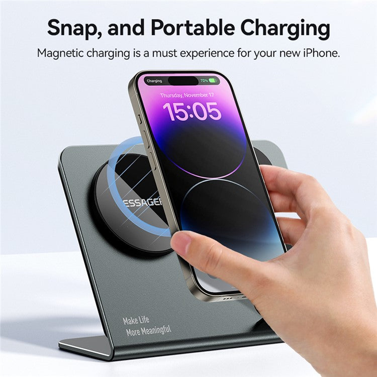 ESSAGER 3-in-1 15W Magnetic Wireless Charger Desktop Charging Station for Phone / Earphone / Smart Watch