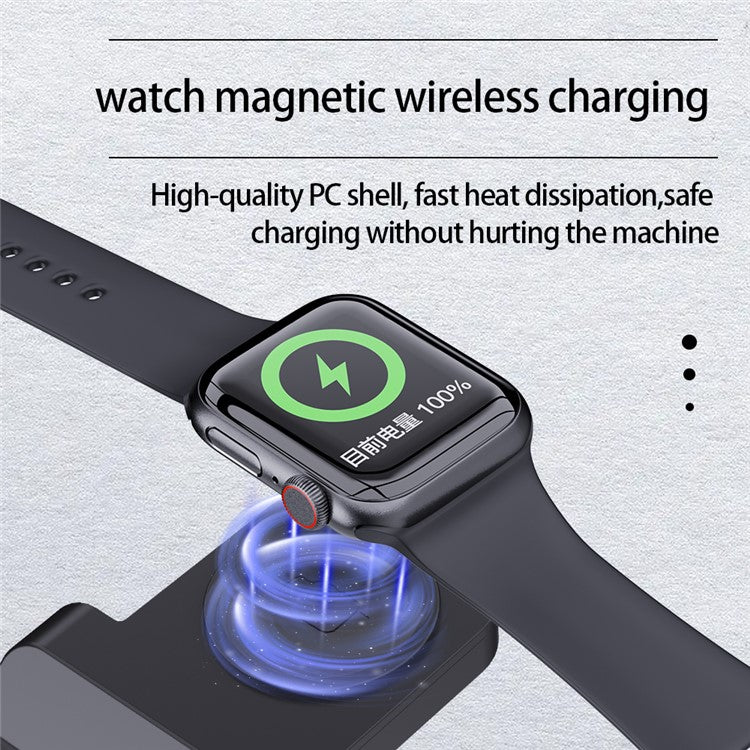 B-20A Vertical Wireless Charger for Apple Watch, iPhone, AirPods 3 in 1 Wireless Charger Stand Dock Station - Black