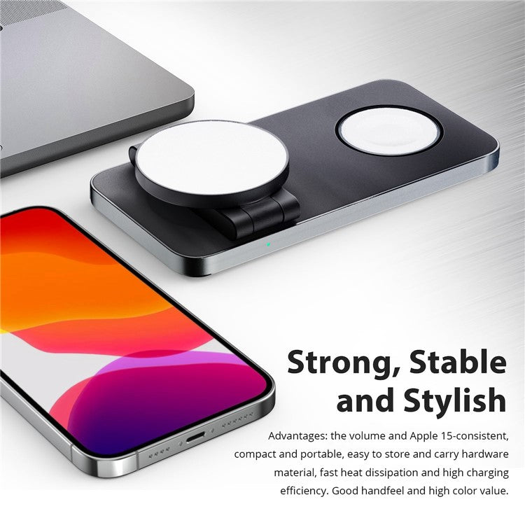 F8 For iPhone / iWatch / AirPods 3-in-1 Charging Stand Foldable Magnetic Wireless Charger