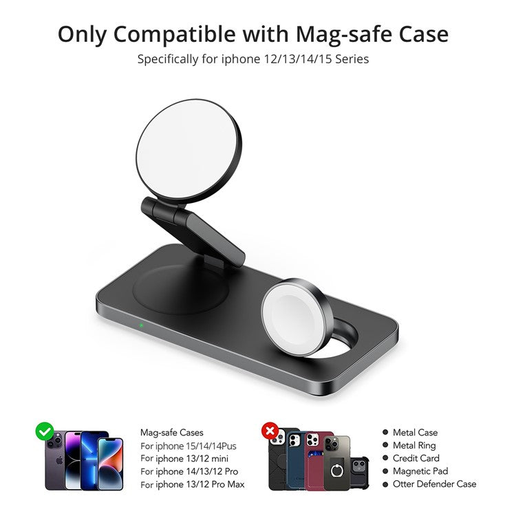 F8 For iPhone / iWatch / AirPods 3-in-1 Charging Stand Foldable Magnetic Wireless Charger