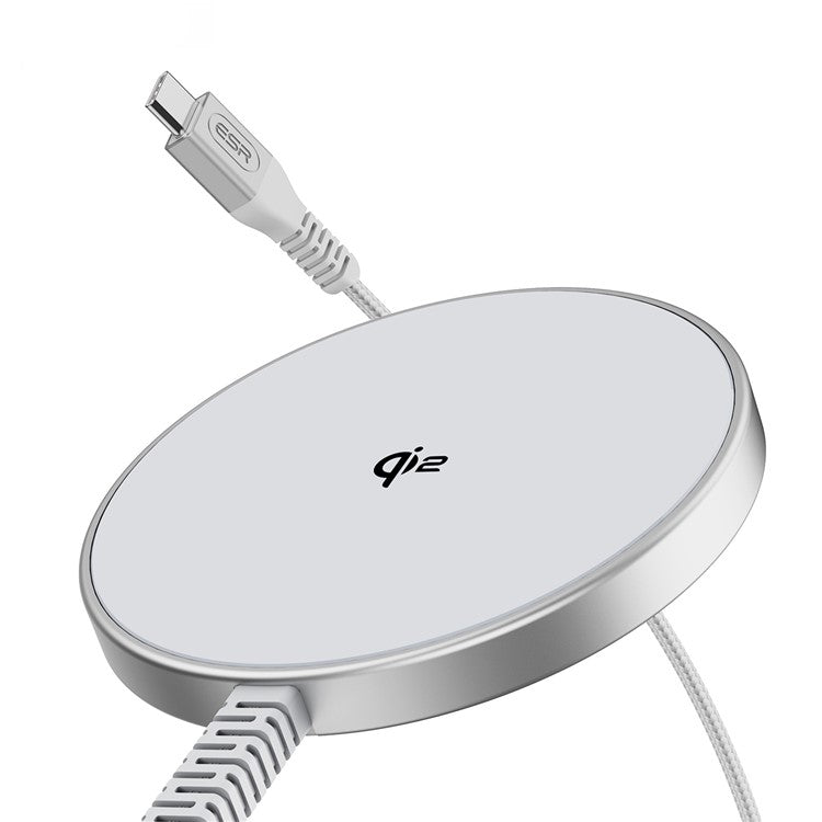 ESR Qi2 Halolock Mini Wireless Charger 15W Compatible with MagSafe Charging Pad, 5ft Cable - Silver