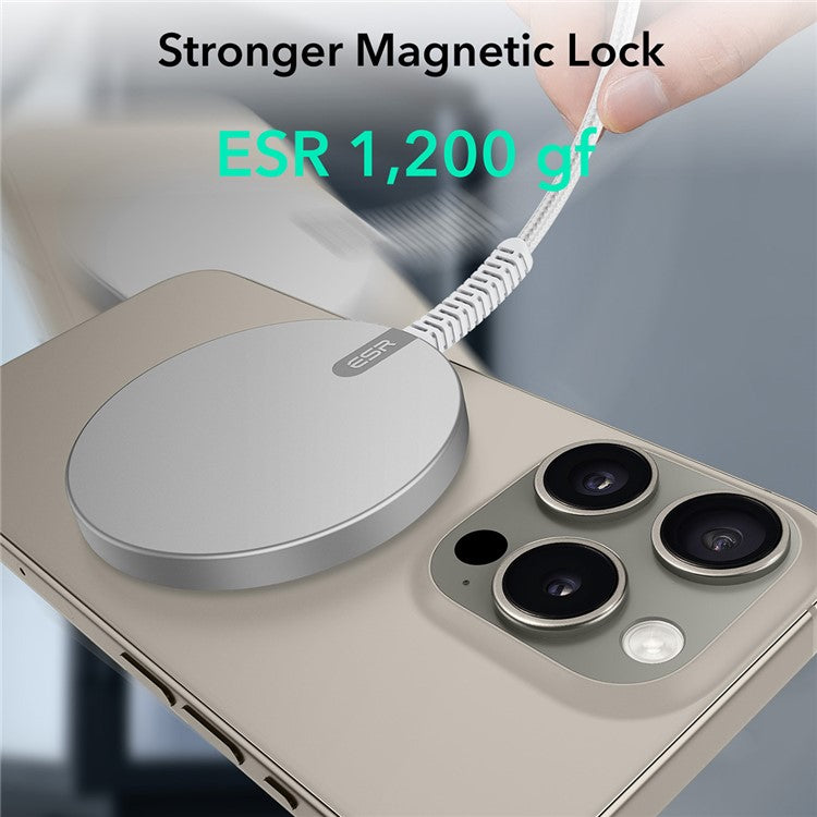 ESR Qi2 Halolock Mini Wireless Charger 15W Compatible with MagSafe Charging Pad, 5ft Cable - Silver