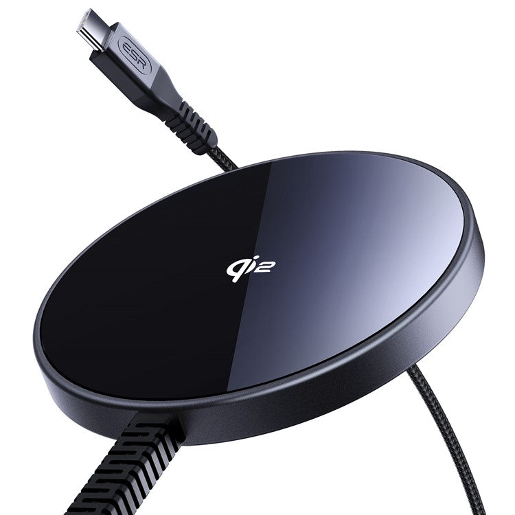 ESR Qi2 HaloLock Mini Wireless Charger 15W Compatible with MagSafe Charging Pad, 5ft Cable - Black