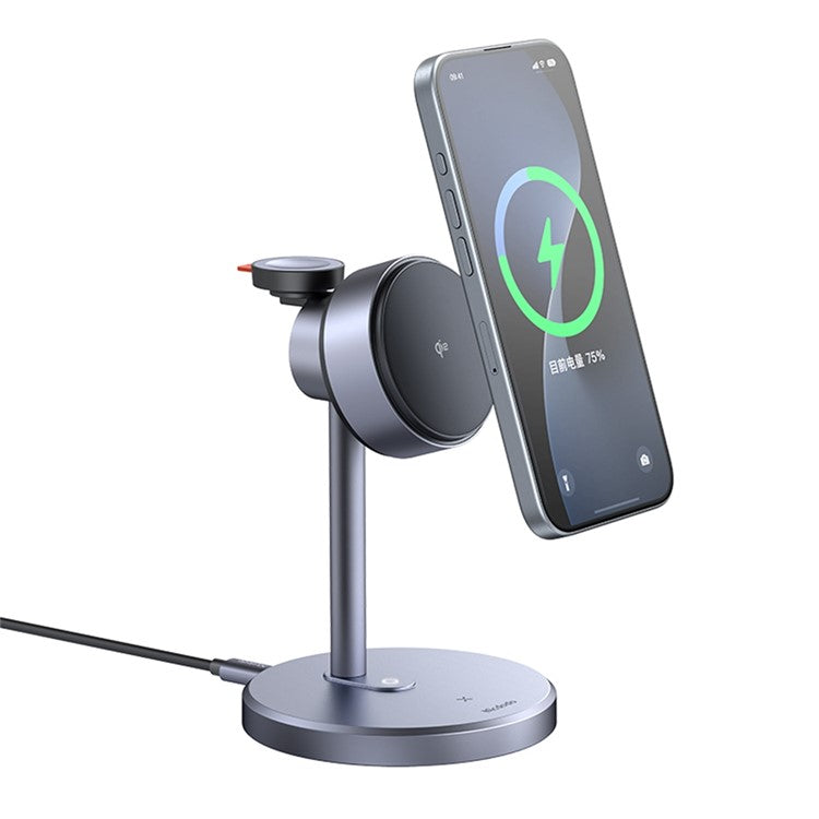 MCDODO CH-2462 MagQ Qi2 Wireless Charger with EU Plug Adapter, 3-in-1 Charging Station Stand - Black