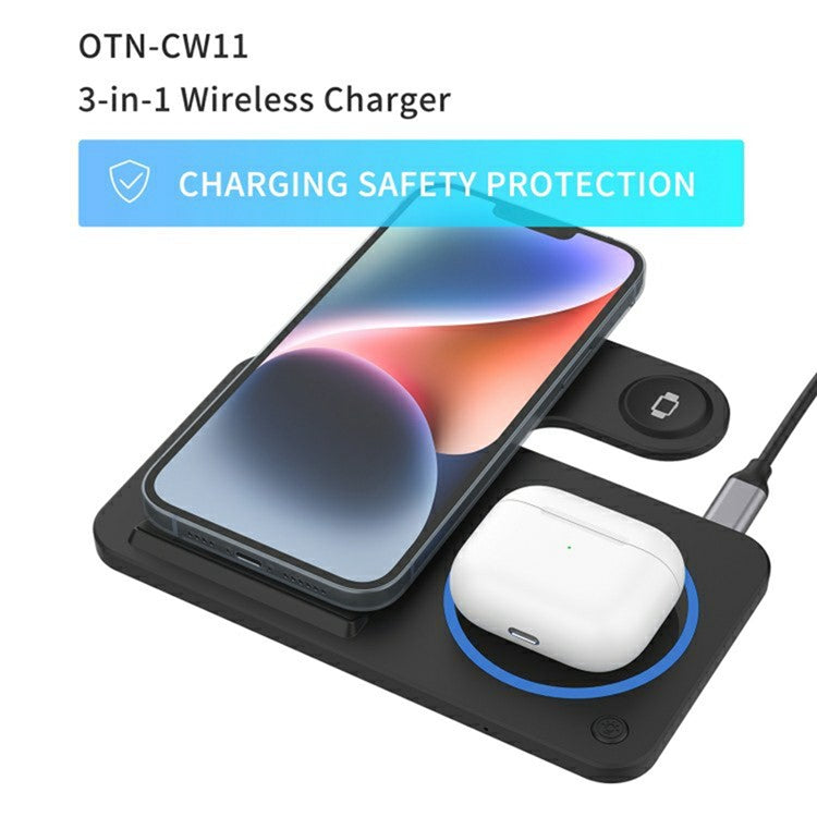 ONTEN CW11 3-in-1 Foldable Wireless Charger Fast Charging Dock for Phone TWS Earbuds Smart Watch