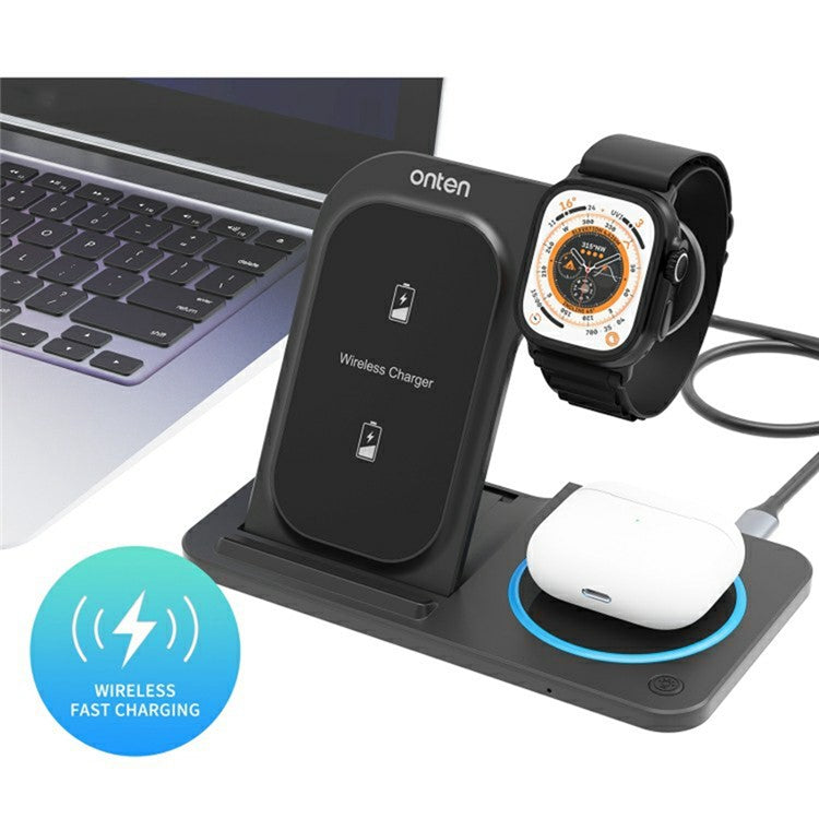 ONTEN CW11 3-in-1 Foldable Wireless Charger Fast Charging Dock for Phone TWS Earbuds Smart Watch