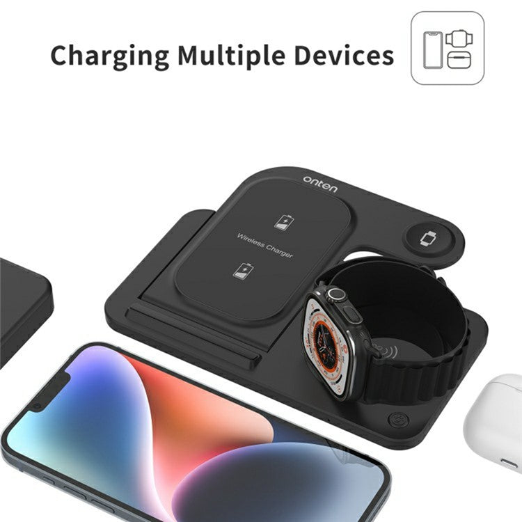 ONTEN CW11 3-in-1 Foldable Wireless Charger Fast Charging Dock for Phone TWS Earbuds Smart Watch