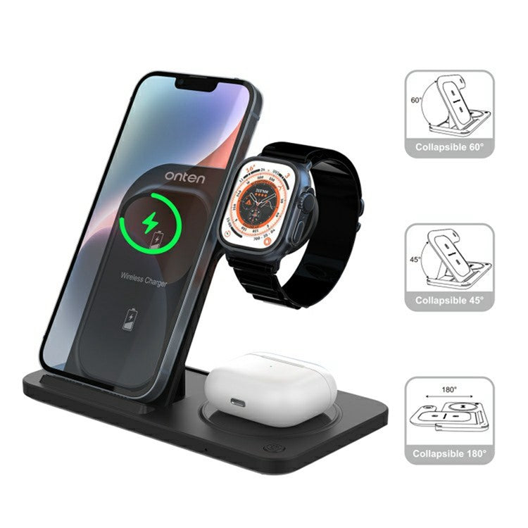 ONTEN CW11 3-in-1 Foldable Wireless Charger Fast Charging Dock for Phone TWS Earbuds Smart Watch