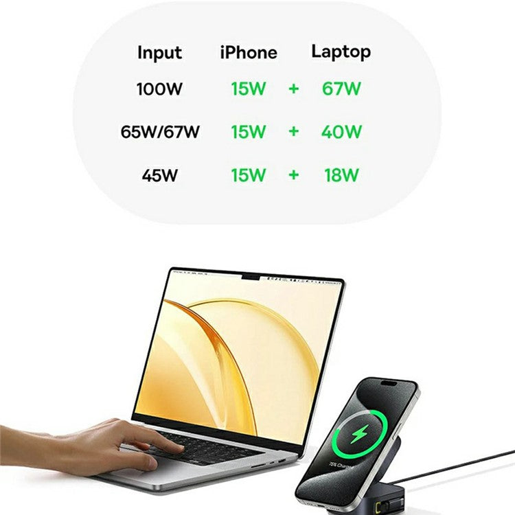 BASEUS Picogo Series 2-in-1 Magnetic Wireless Charger Qi2 67W with Retractable USB-C Cable for iPhone MacBook AirPods Pro