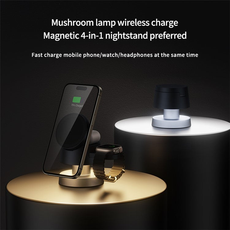 X6 Magnetic Wireless Charger for Apple Devices Phone Watch Earphone Charger Lamp, (CE Certified)