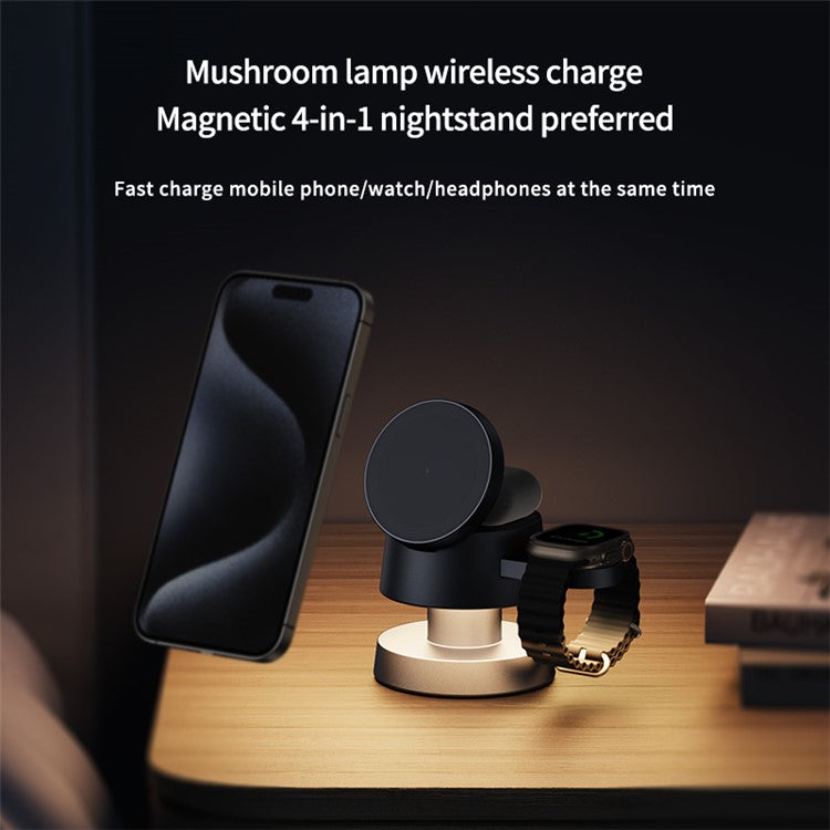 X6 Magnetic Wireless Charger for Apple Devices Phone Watch Earphone Charger Lamp, (CE Certified)