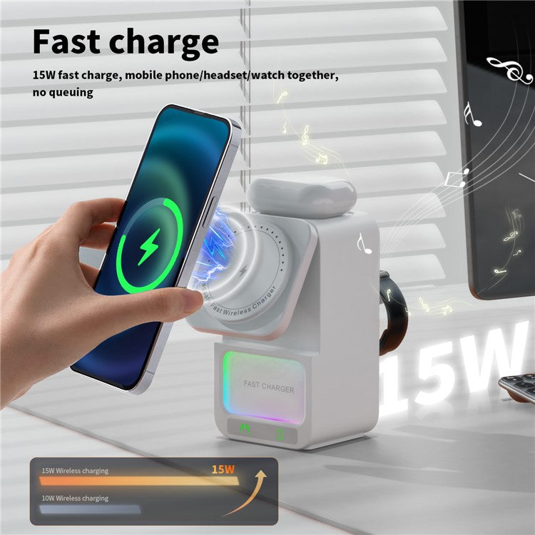 DH19 5 in 1 Bluetooth Speaker Multi-Function Wireless Charger Dock for Apple Watch / Mobile Phone / TWS Earbuds - Black