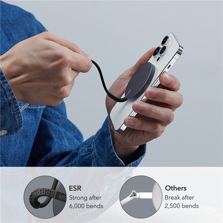 ESR Mini Wireless Charger with 1.5m Cable Portable Cell Phone Fast Charger - Black