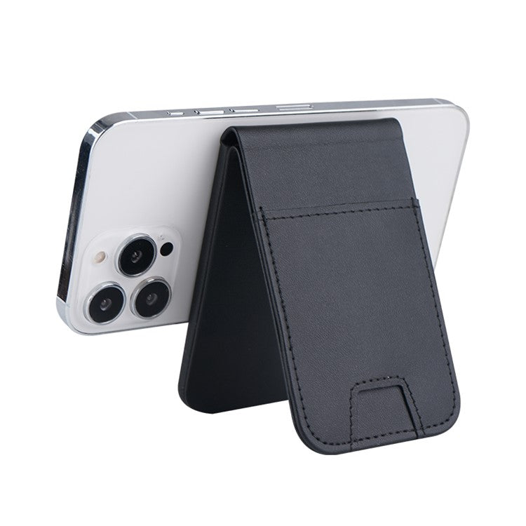 FLD-F5 3-in-1 Magnetic Wireless Charger Foldable Card Bag Mobile Phone Holder - Black