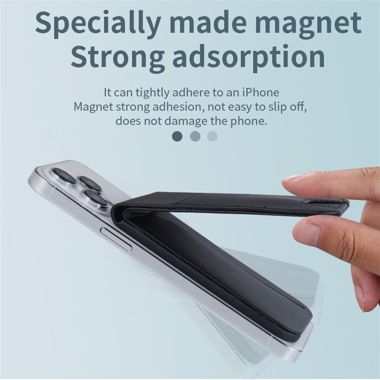 FLD-F5 3-in-1 Magnetic Wireless Charger Foldable Card Bag Mobile Phone Holder - Black