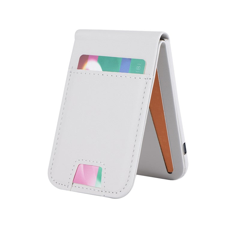 FLD-F5 3-in-1 Magnetic Wireless Charger Foldable Card Bag Mobile Phone Holder - Beige