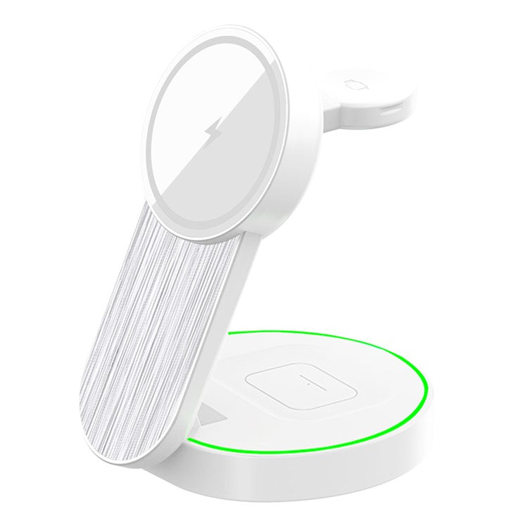 L9 15W Magnetic Wireless Charger Folding Charging Station for Apple Devices - White