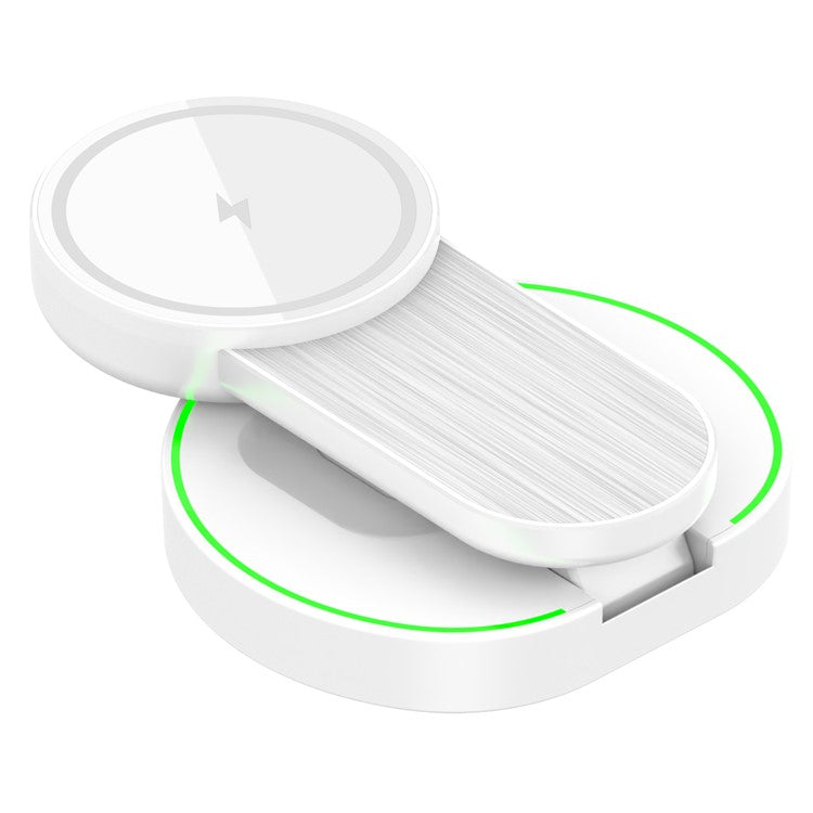 L9 15W Magnetic Wireless Charger Folding Charging Station for Apple Devices - White