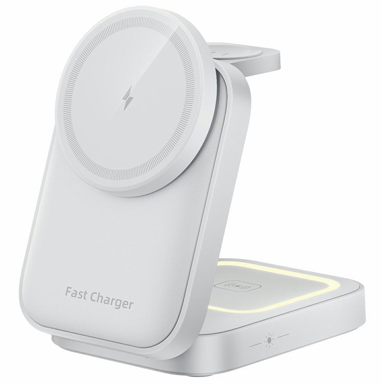 HT-541 Multifunctional Foldable 15W Wireless Phone Charger for Earbuds, Apple Watch Series - White