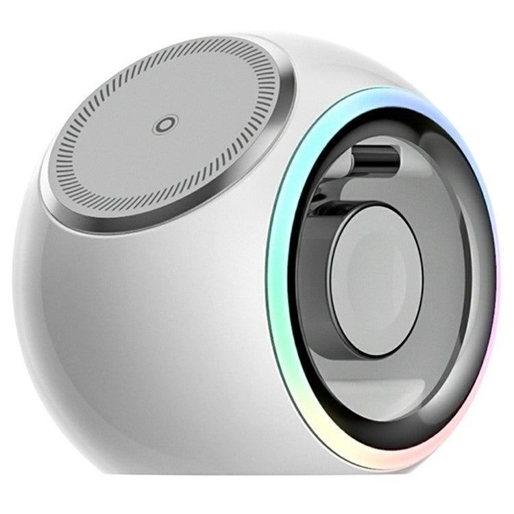 KL-CD70 Colorful Light Space Capsule 3-in-1 Magnetic Phone Earphones Watch Wireless Charger - White