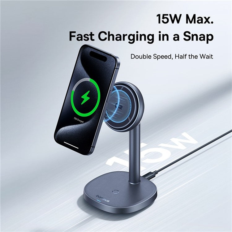 BASEUS Orbit 2 Pro Air-Cooled 2-in-1 Wireless Charging Stand Qi2 20W for Mobile Phone TWS Earphones