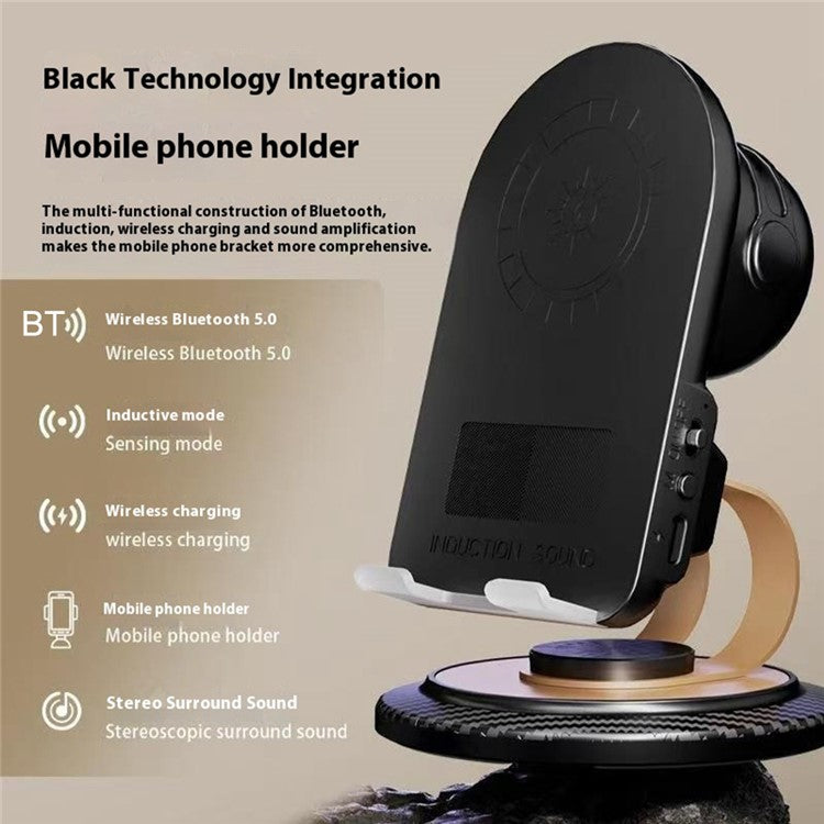 15W Wireless Charger Phone Holder Multifunctional Rotating Phone Charging Stand with Sensor Speaker