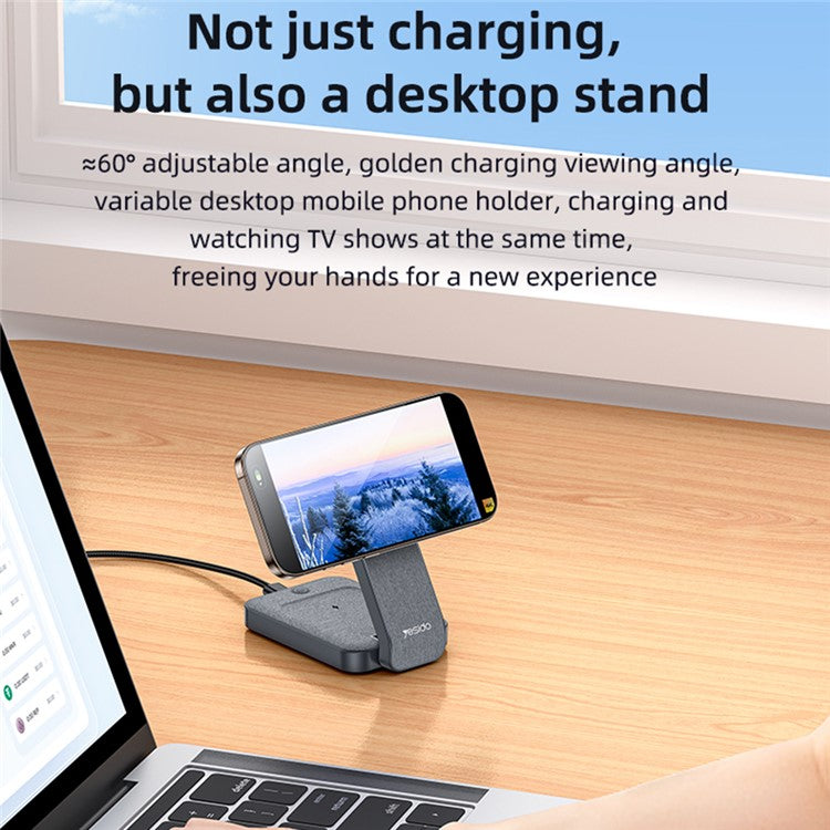 YESIDO DS26 Foldable Charging Stand Night Light Phone Watch Earphone Magnetic Wireless Charger