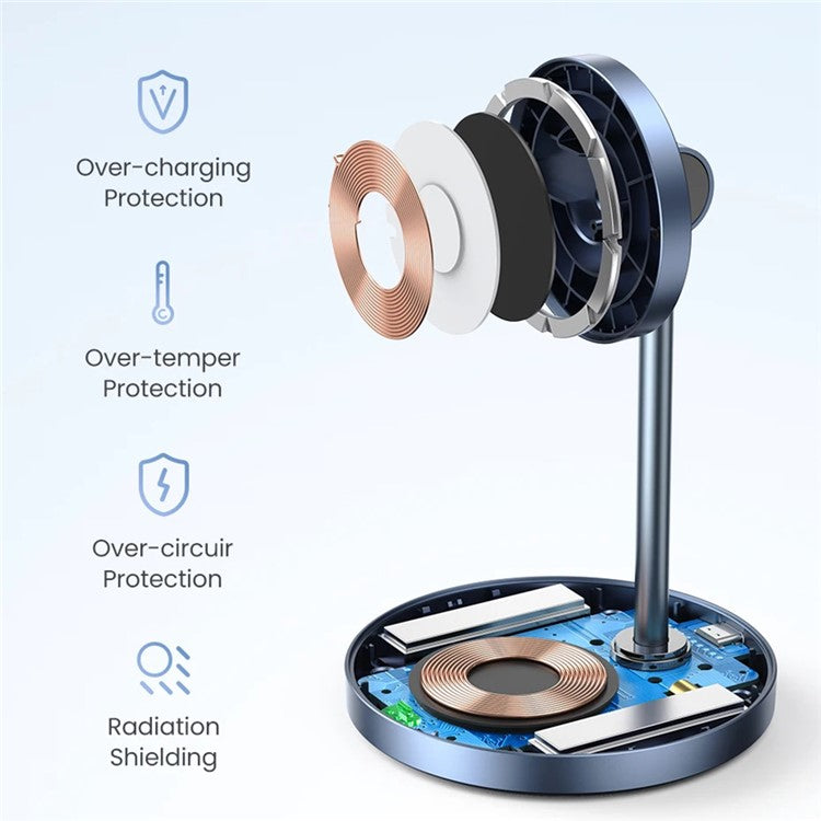 UGREEN 2 In 1 Magnetic Wireless Charger 700g Magnetic Force Adjustable Charging Stand For iPhone 16  /  15  /  14  /  13  /  12 Series and AirPods