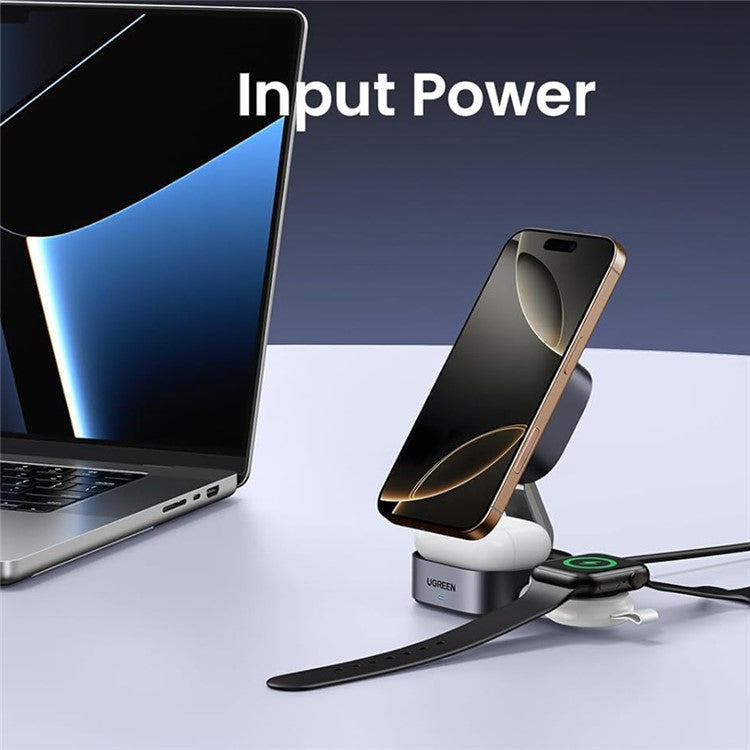 UGREEN Qi2 Magnetic Foldable 2-in-1 Fast Wireless Charger 15W Charging Stand For iPhone 16  /  15  /  14 Airpods Pro