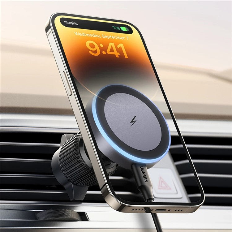 UGREEN 35029 15W Car Magnetic Wireless Charger for iPhone 16 -12 Series Phone Charging Stand