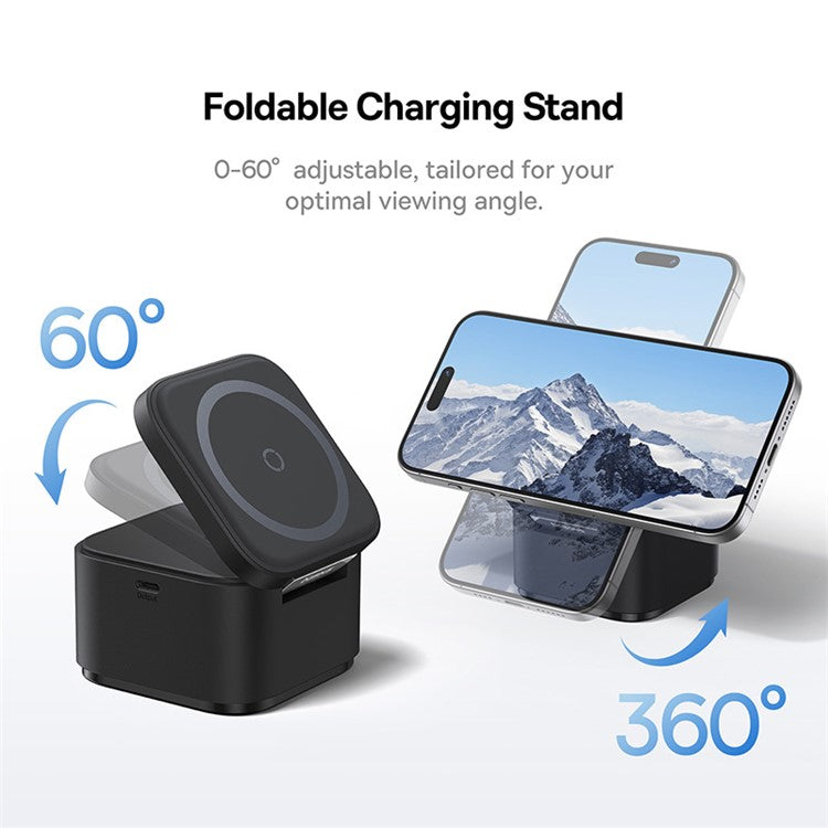 BASEUS For Phone Earbuds 2 In 1 25W Magnetic Wireless Charger with 2.5W Magpro Watch Charging Adapter - Black