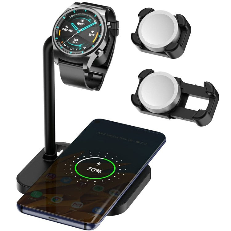 AJZJ02SW Wireless Charging Stand for Phone Wireless Earphones Smart Watch Charger Dock - Black