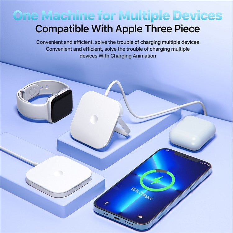 AP08 15W Max Wireless Charger Magnetic Charging Dock with Foldable Bracket for iWatch / Phone / Earbuds