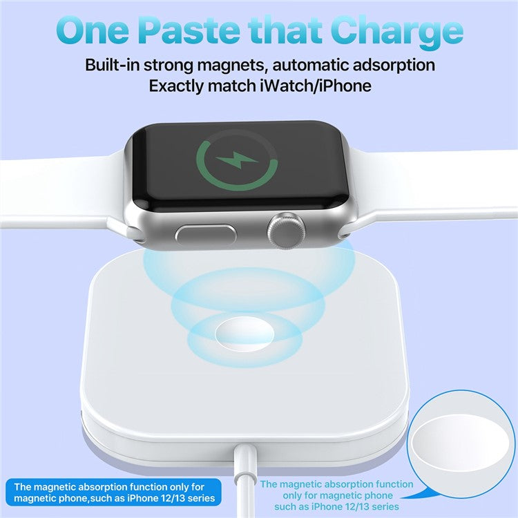 AP08 15W Max Wireless Charger Magnetic Charging Dock with Foldable Bracket for iWatch / Phone / Earbuds