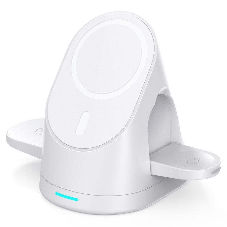 LFX-179 3 in 1 15W Wireless Charger Folding Fast Charging Dock Magnetic Charging Station for iPhone iWatch AirPods - White