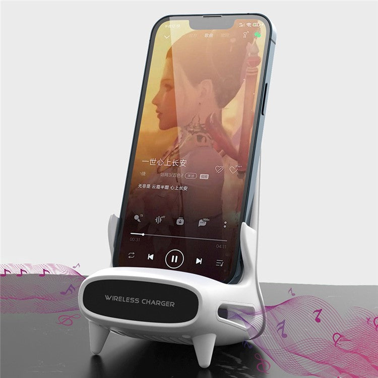 M111 Sound Amplifier Mini Chair 15W Fast Charging Wireless Charger Phone Holder Stand