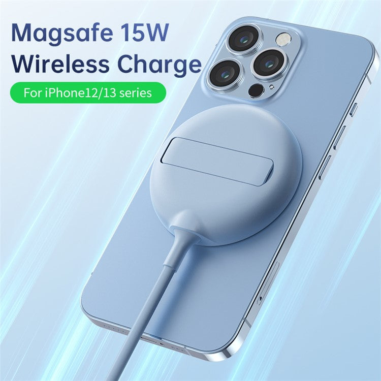 LFX-181 15W Fast Charging Portable Magnetic Wireless Charger with Folding Stand - Blue