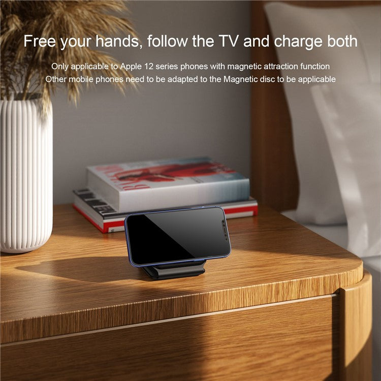 WC-07W 3 in 1 Magnetic Wireless Charger Foldable Charging Dock with Indicator Light - Black