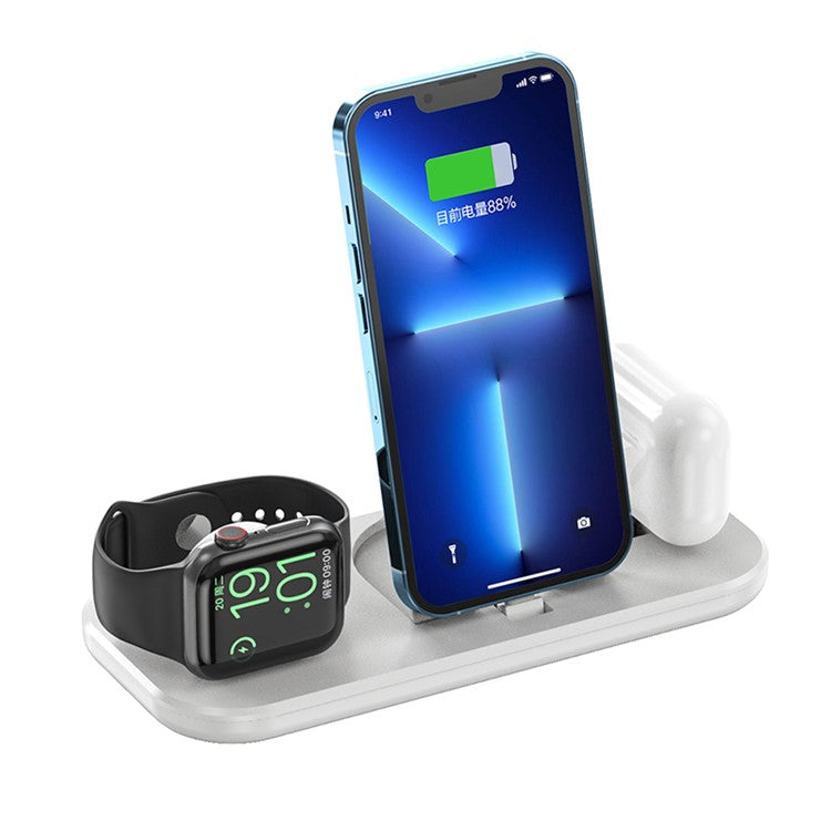 JJT-A32 3 in 1 Wireless Charger Multi-Function Portable Charging Stand Folding Charging Dock for iPhone iWatch AirPods - White