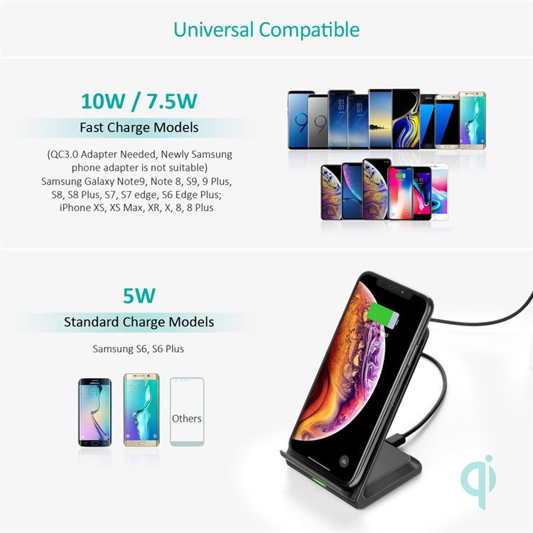 CHOETECH T524-S Wireless Charger Stand 10W Fast Charging Station Dock