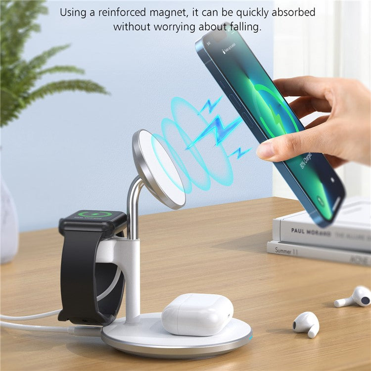 CHOETECH T586F 2 in 1 Magnetic Wireless Charger for Mobile Phone / Headset 15W Max Charging Dock Desktop Stand