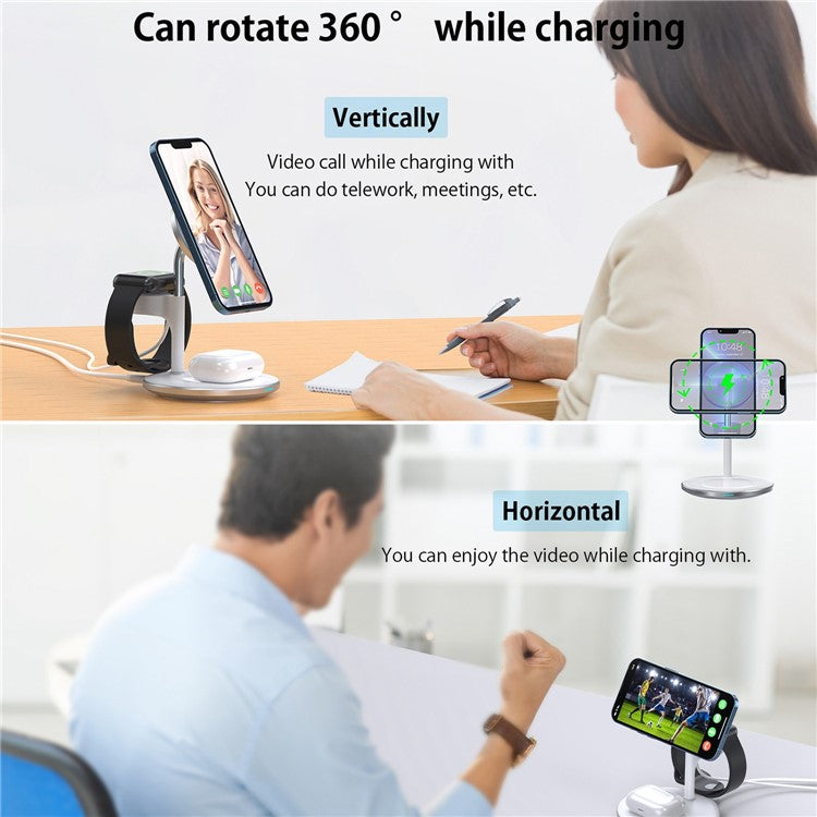 CHOETECH T586F 2 in 1 Magnetic Wireless Charger for Mobile Phone / Headset 15W Max Charging Dock Desktop Stand