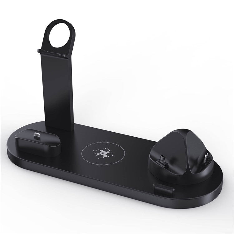 B-07A for iPhone / Airpods Pro / iWatch 15W Wireless Charger Stand Rotatable Fast Charging Station - Black